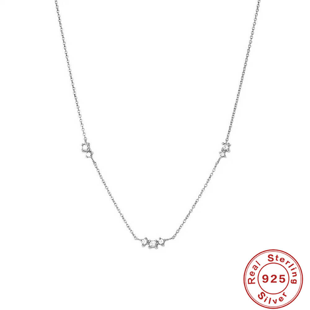 3 Diamond Necklace Silver