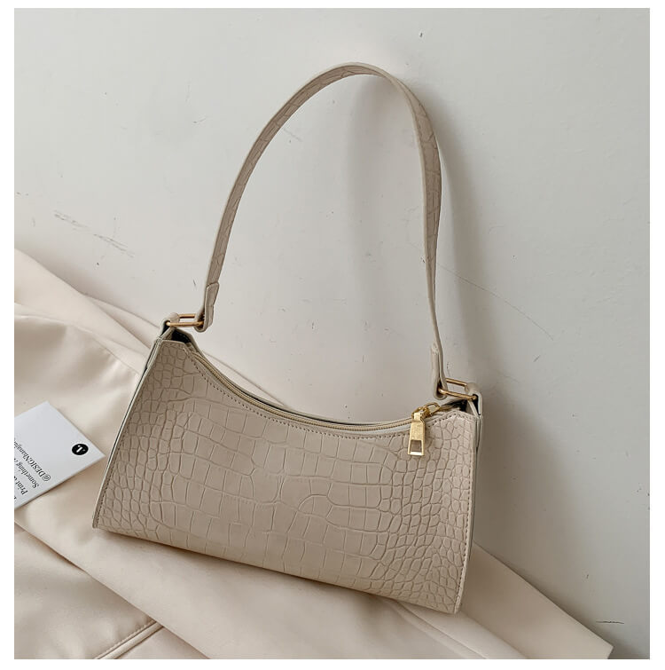 White Crocodile Pattern Handbag