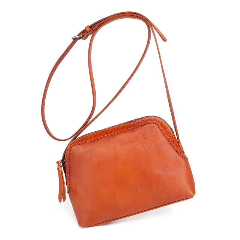 A brown leather crossbody bag 