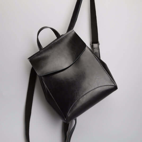 A black leather backpack