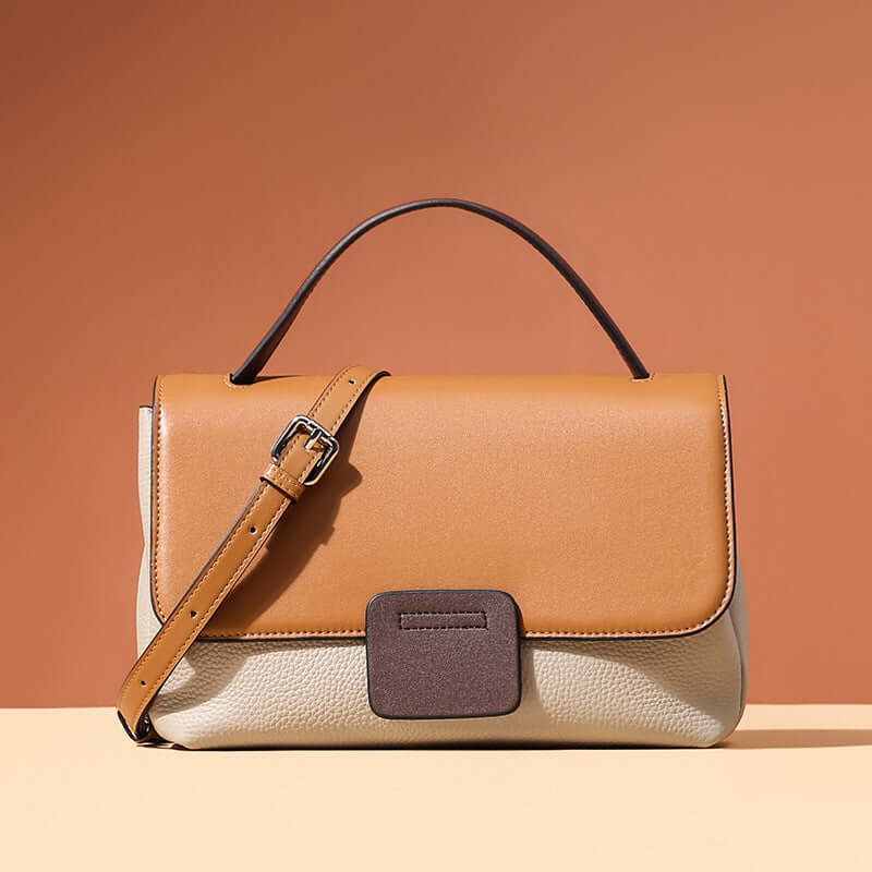 Two toned Caramel Leather Bag