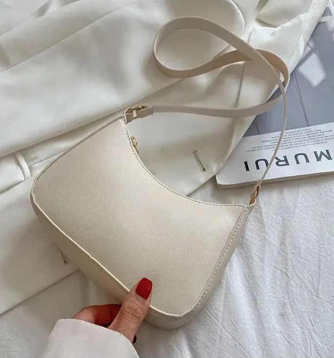 White leather shoulder bag