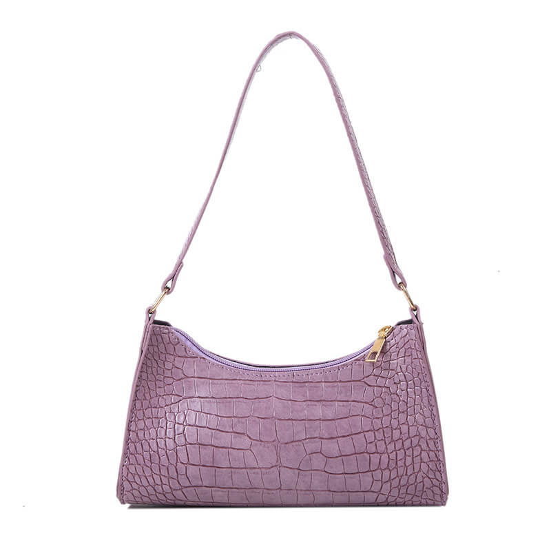 Purple Crocodile Pattern Handbag