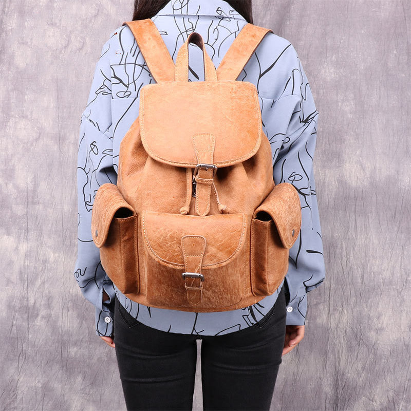 Vintage leather casual backpack