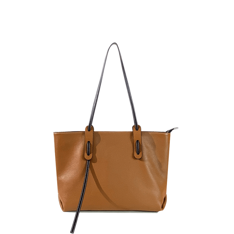 Brown genuine leather tote bag