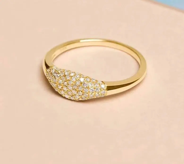 Gold Pave Diamond Dome Ring