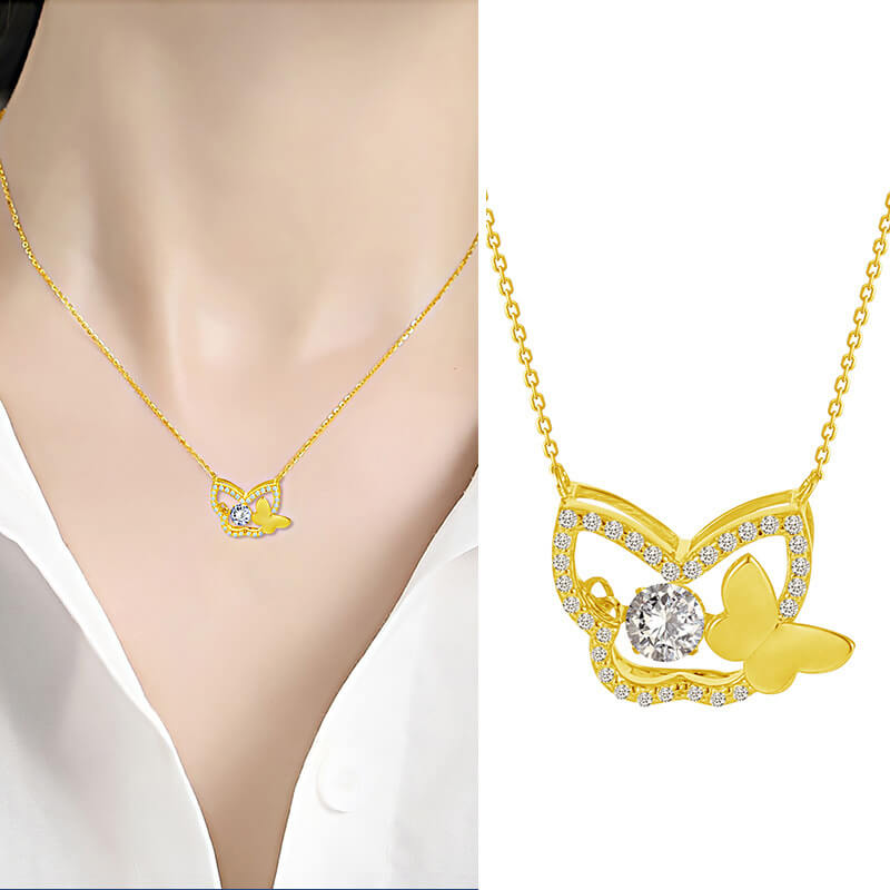 Gold chain necklace with butterfly pendant