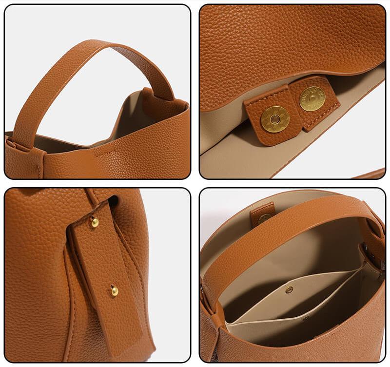 Features of brown leather crossbody bag