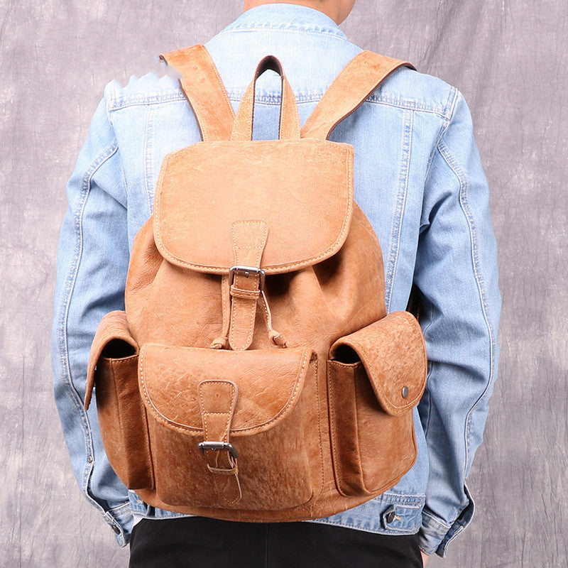 Vintage leather casual backpack