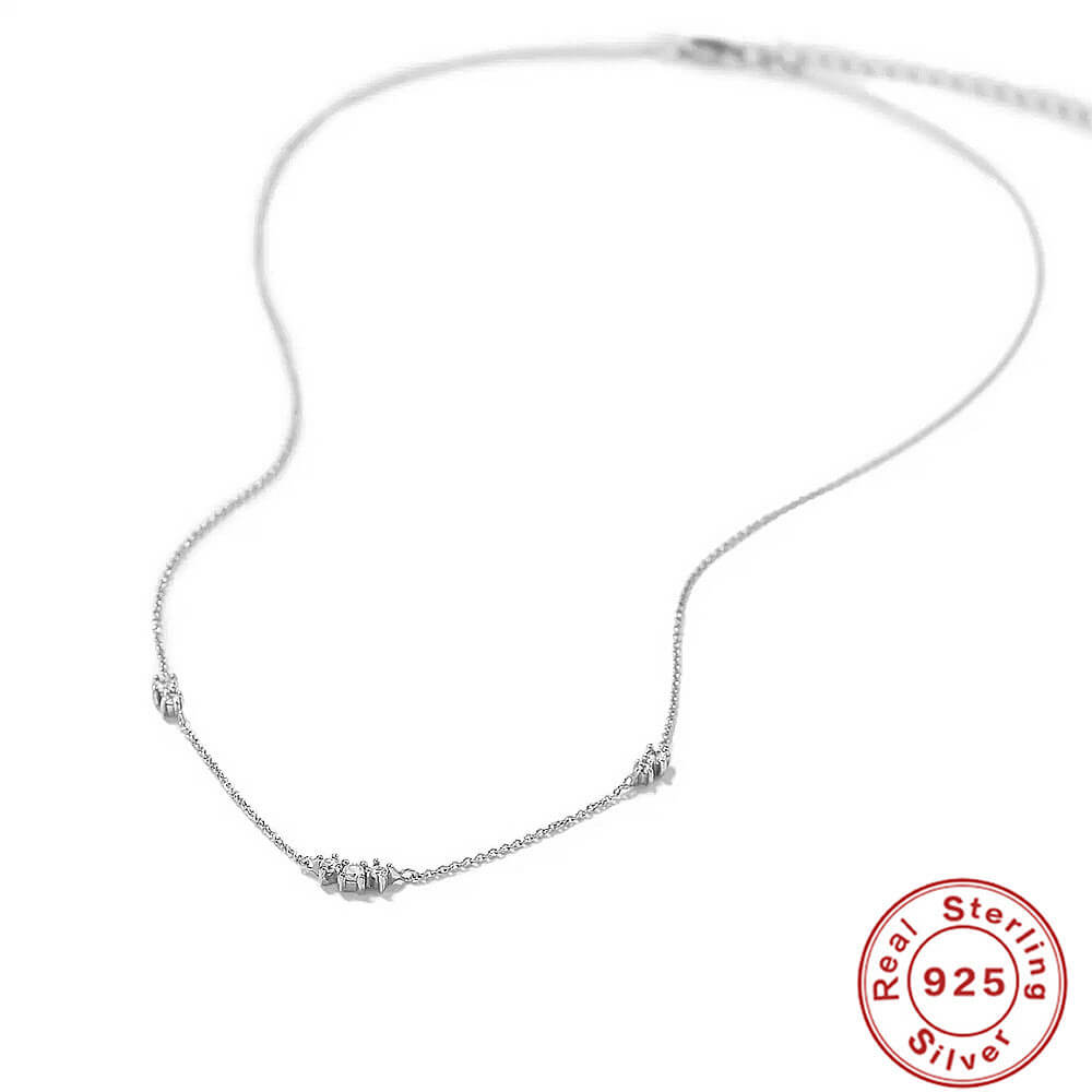 3 Diamond Necklace Silver