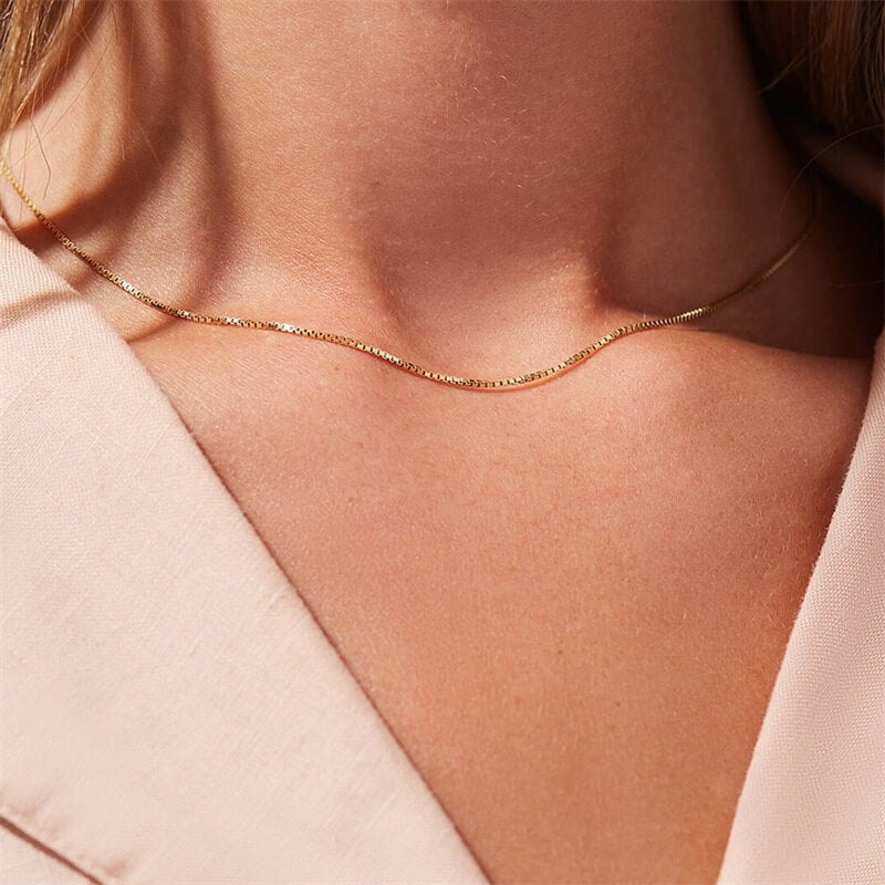 Gold Box Chain Necklace