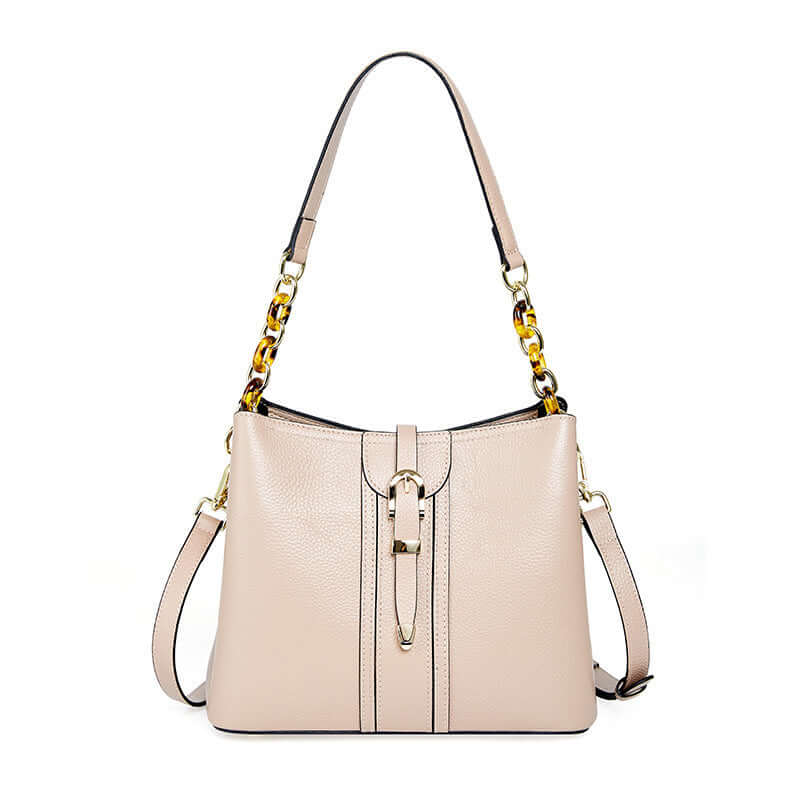 A white bucket bag