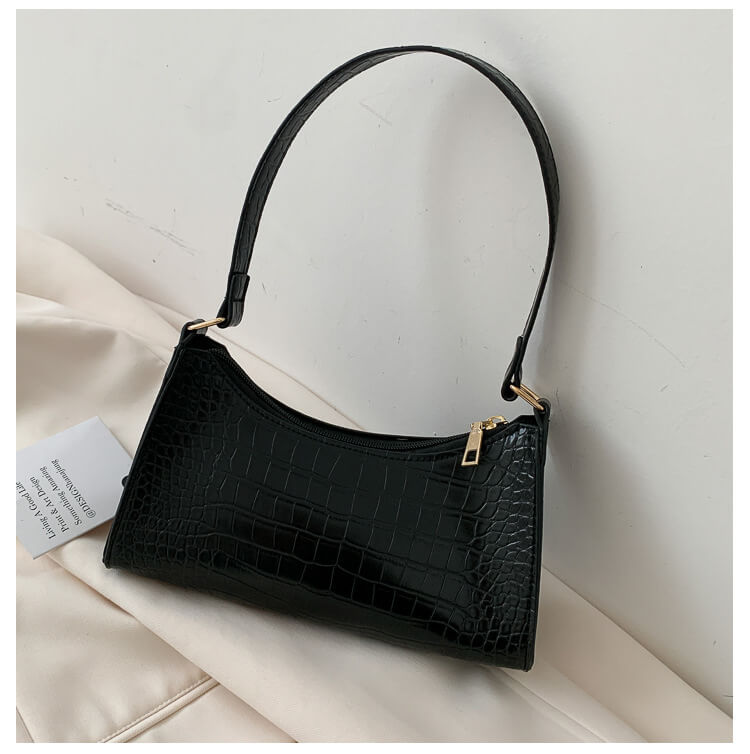 Black Crocodile Pattern Handbag