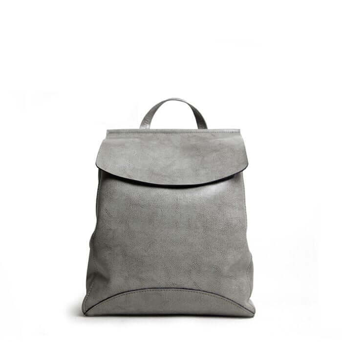 A grey leather backpack