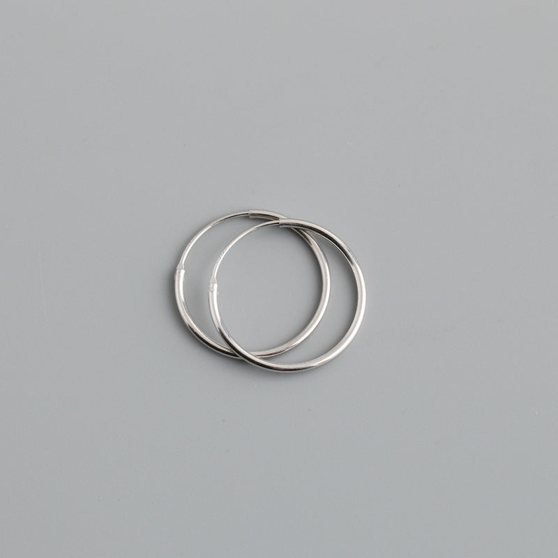 Silver Minimalist Thin Hoop Earrings