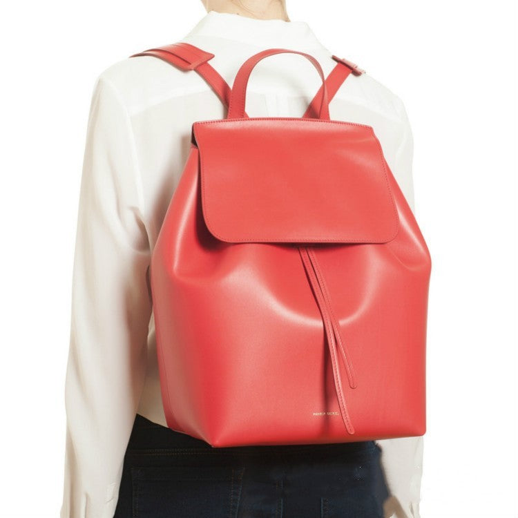 Drawstring Leather Backpack