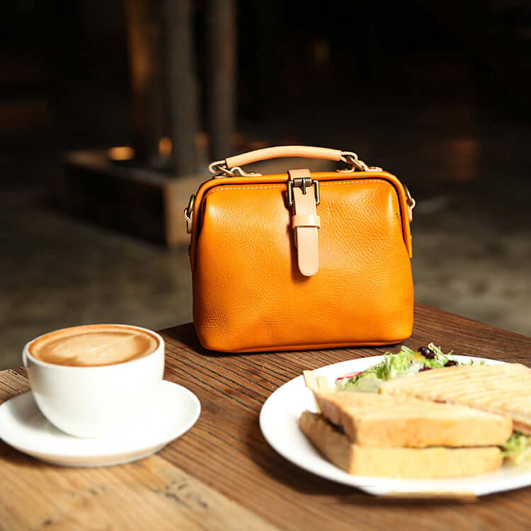 Yellow leather handbag