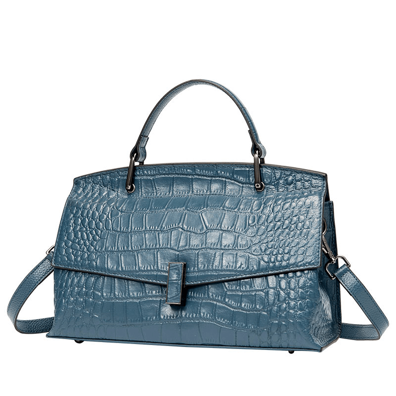 Blue leather shoulder bag