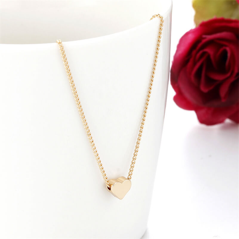 Love Heart Pendant Necklace Gold