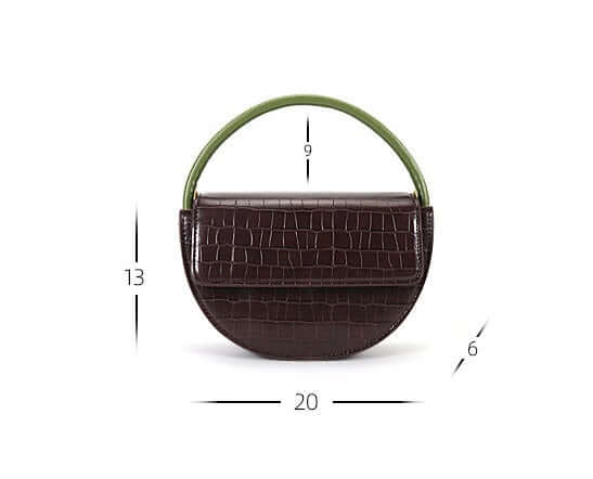 A round coffee colored leather bag