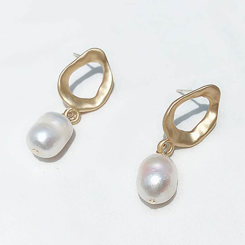 Gold fresh water pearl earrings