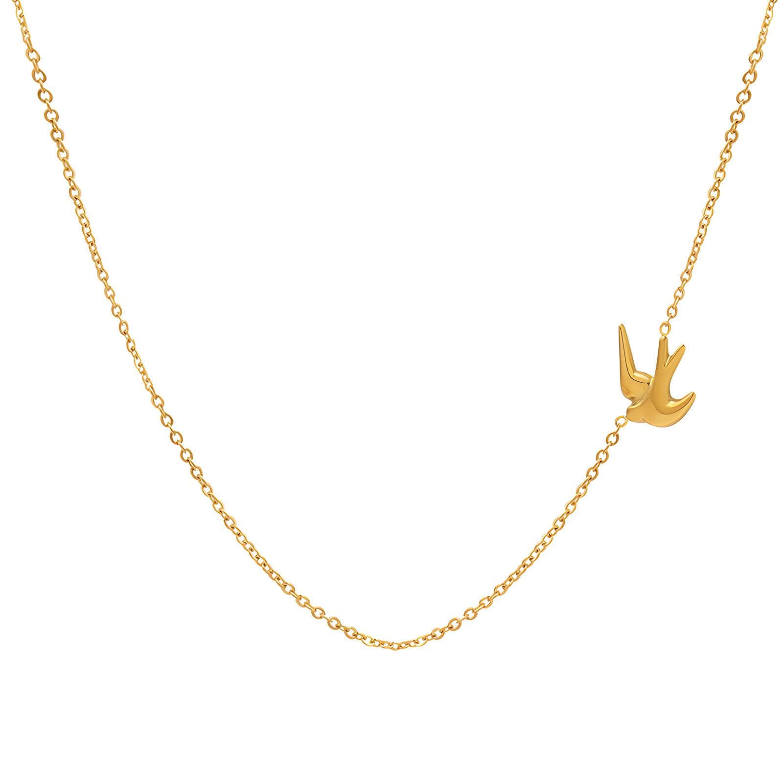 Swan design gold chain necklace