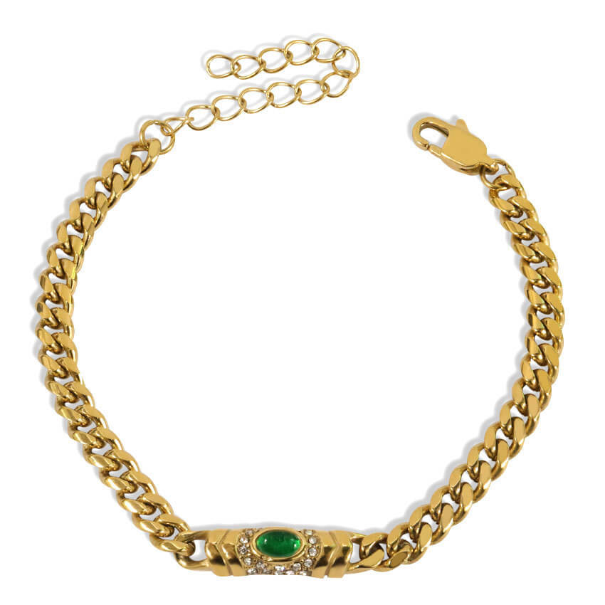 Retro Cuban Link Stone Bracelet