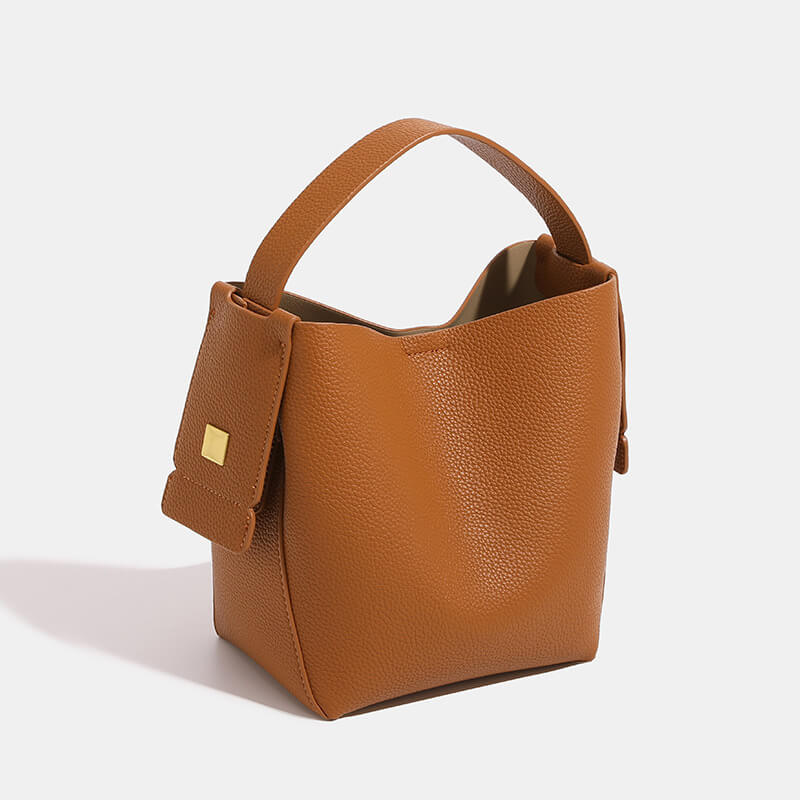 Genuine leather crossbody bag in caramel color