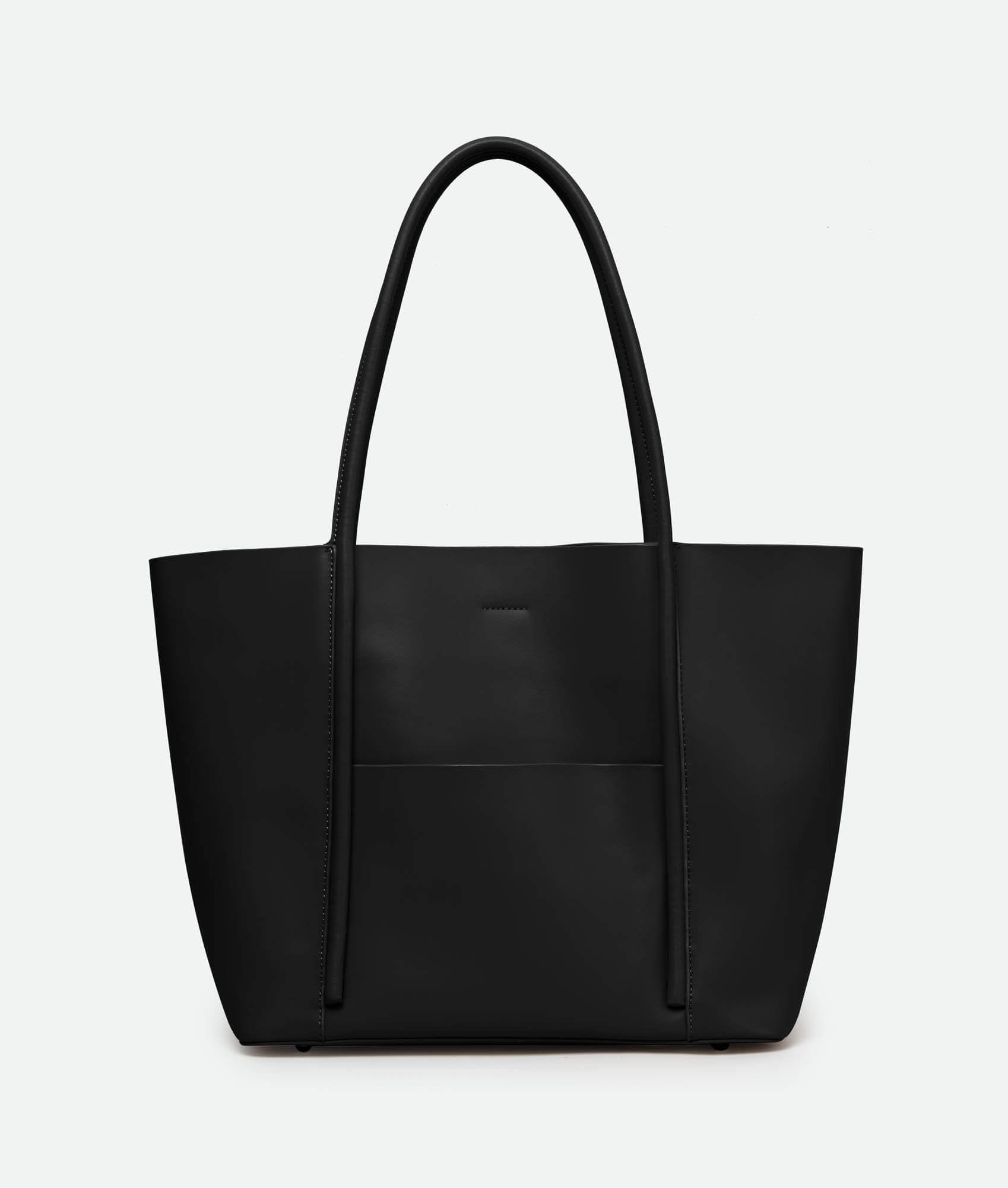 Black leather tote bag