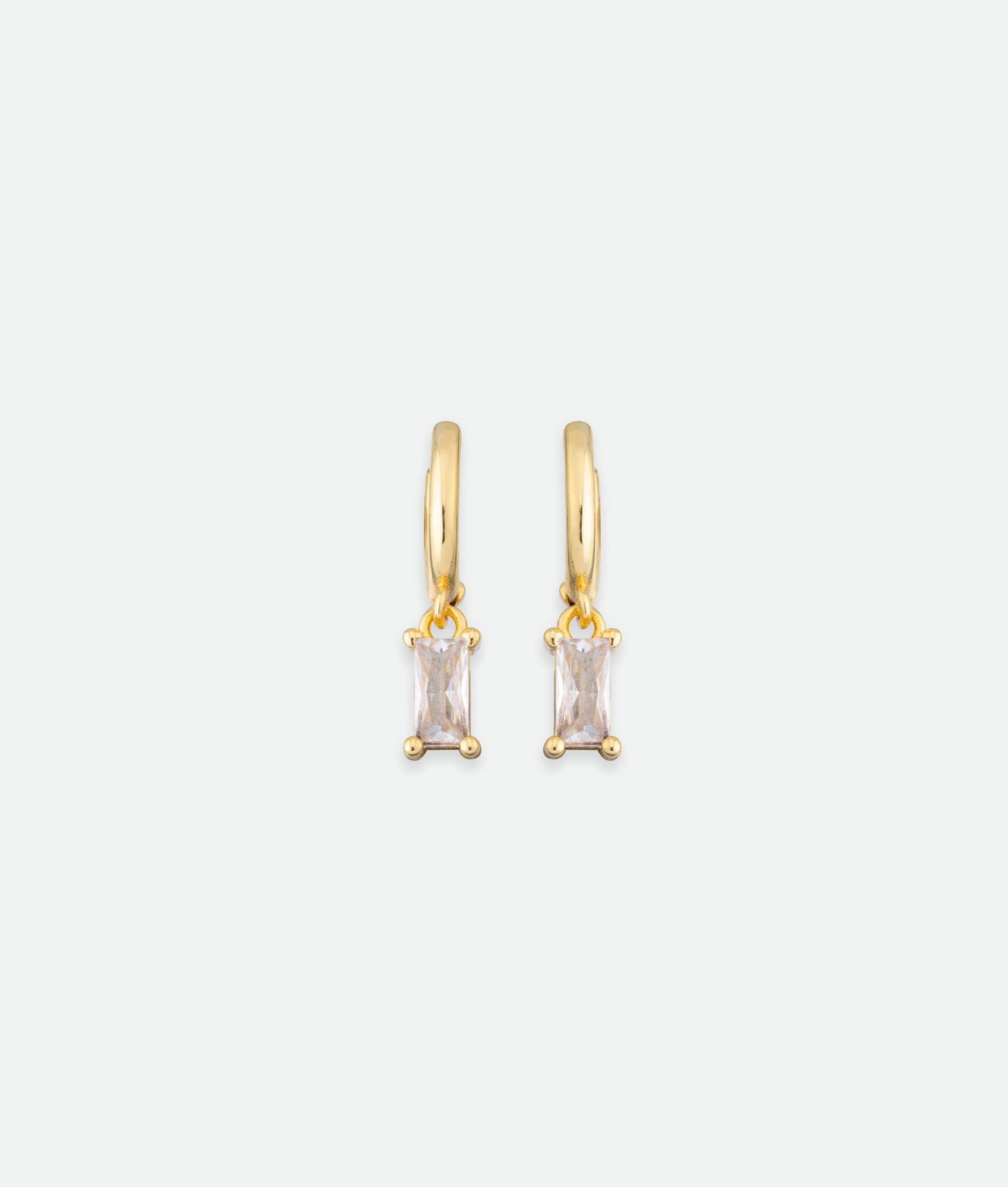 rectangle zircon earrings gold