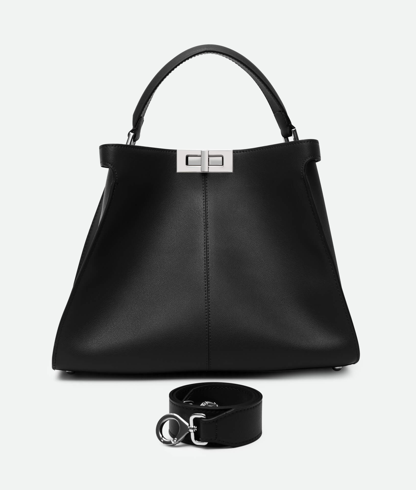 Black leather bucket bag