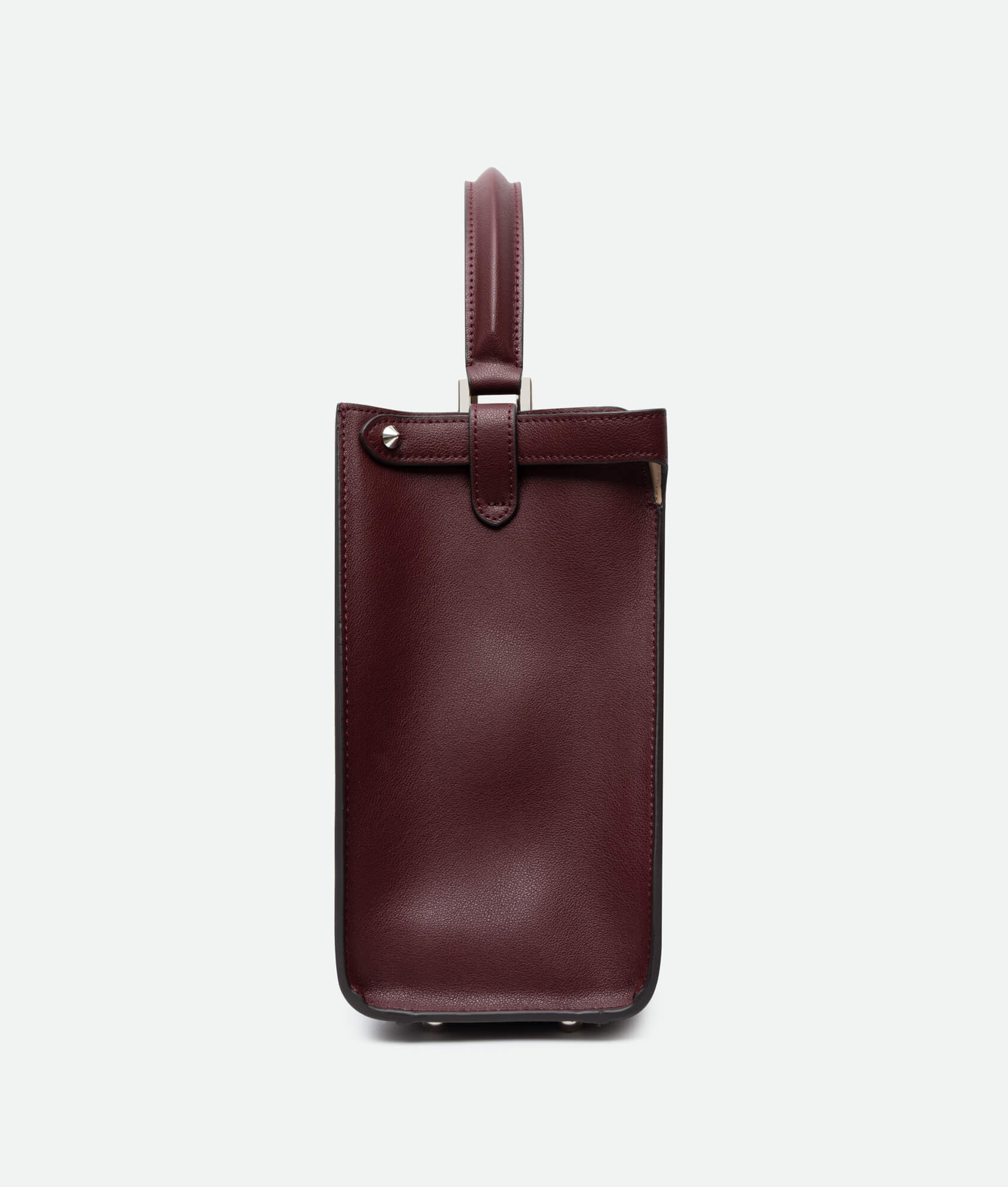 Burgundy leather bucket bag