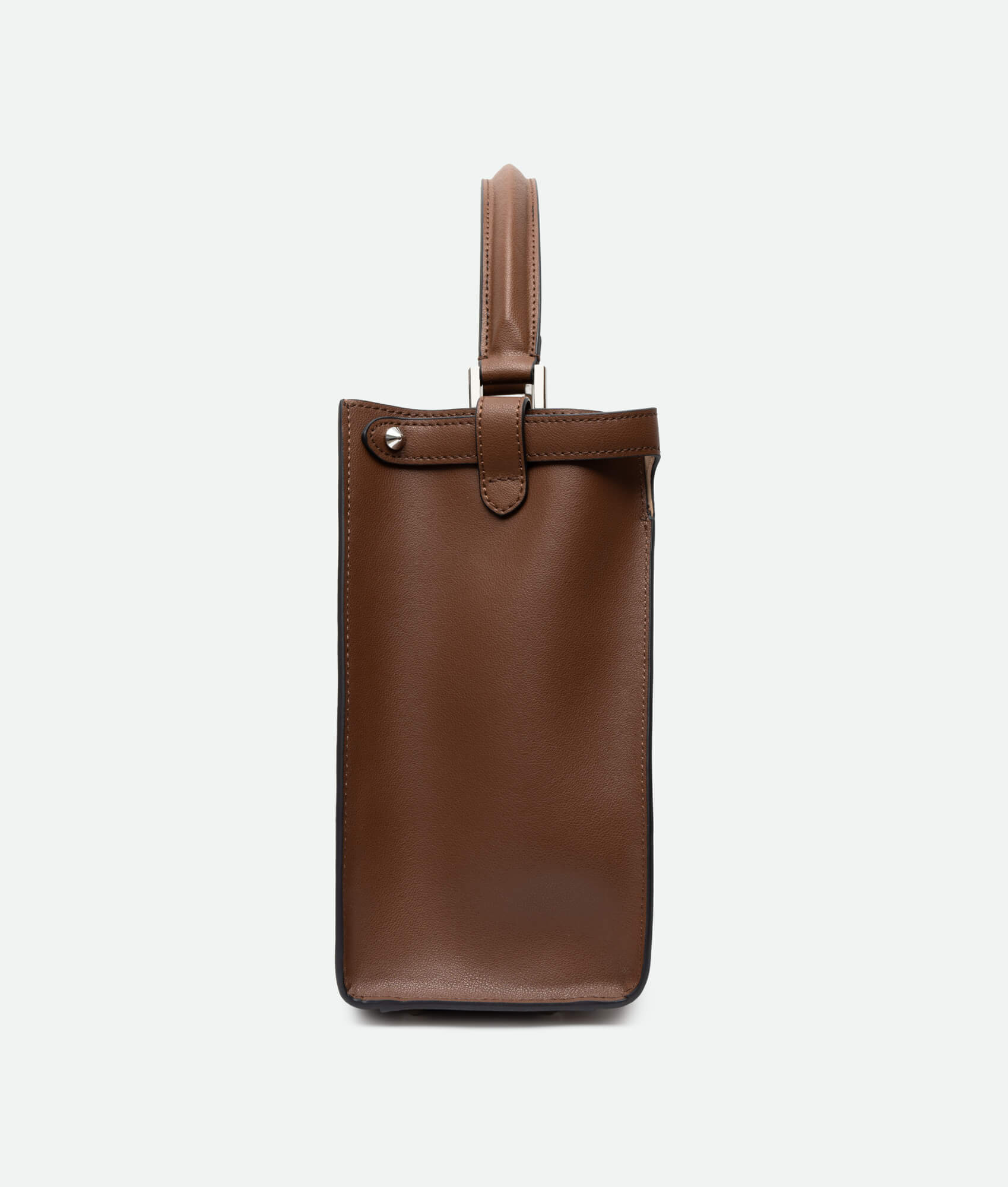 Brown leather bucket bag