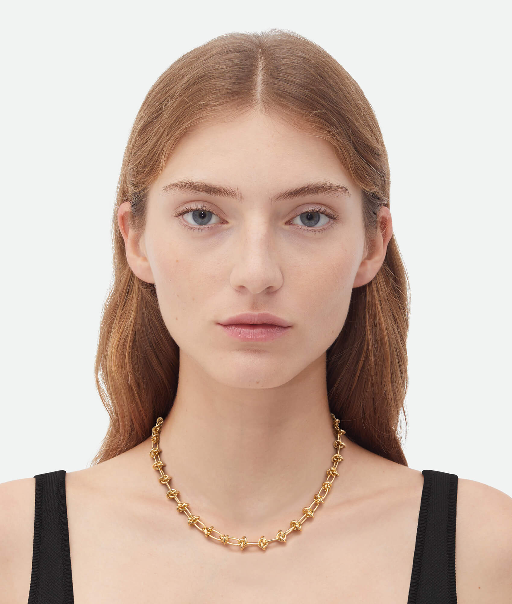 Gold Knot Necklace On Model