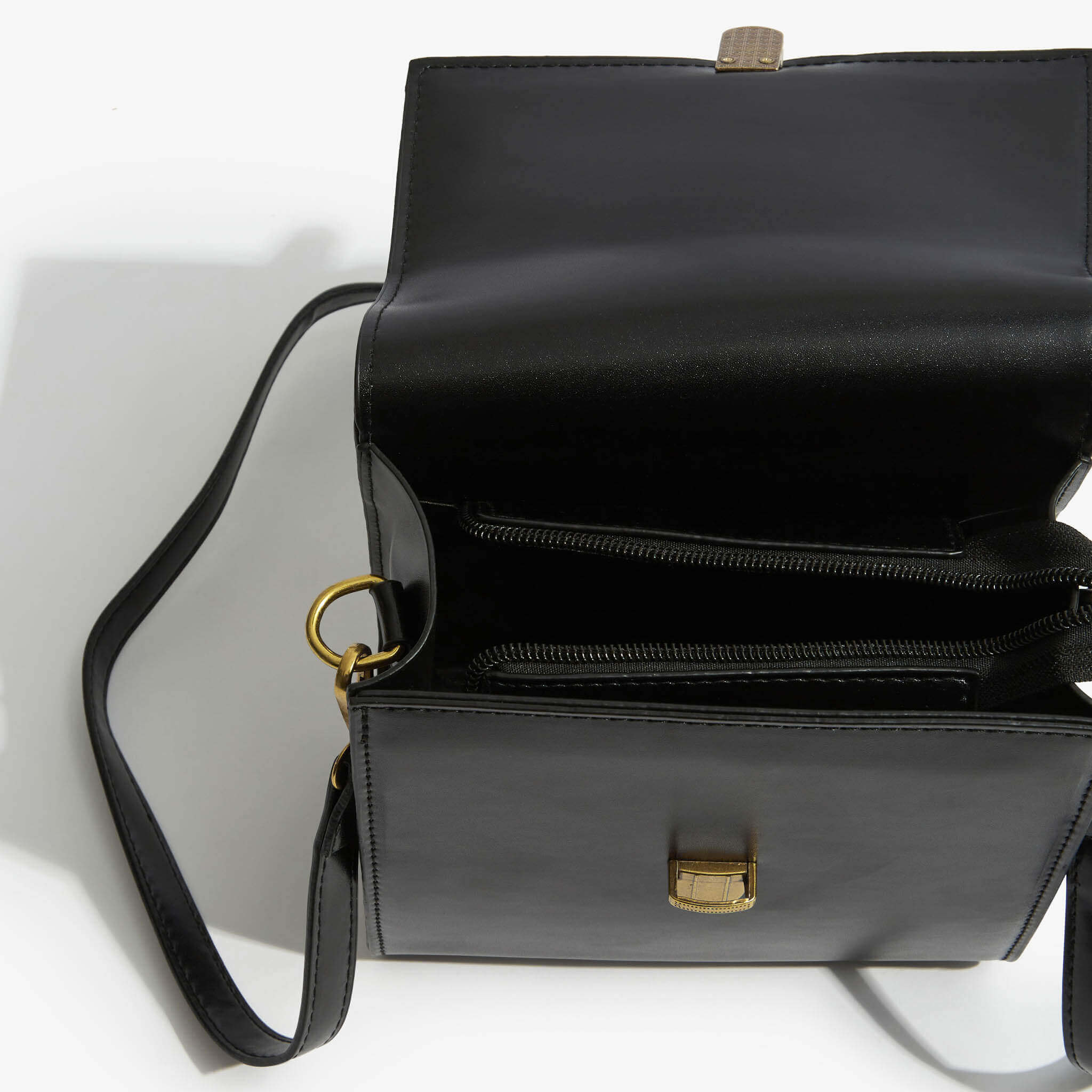 Square black leather crossbody bag