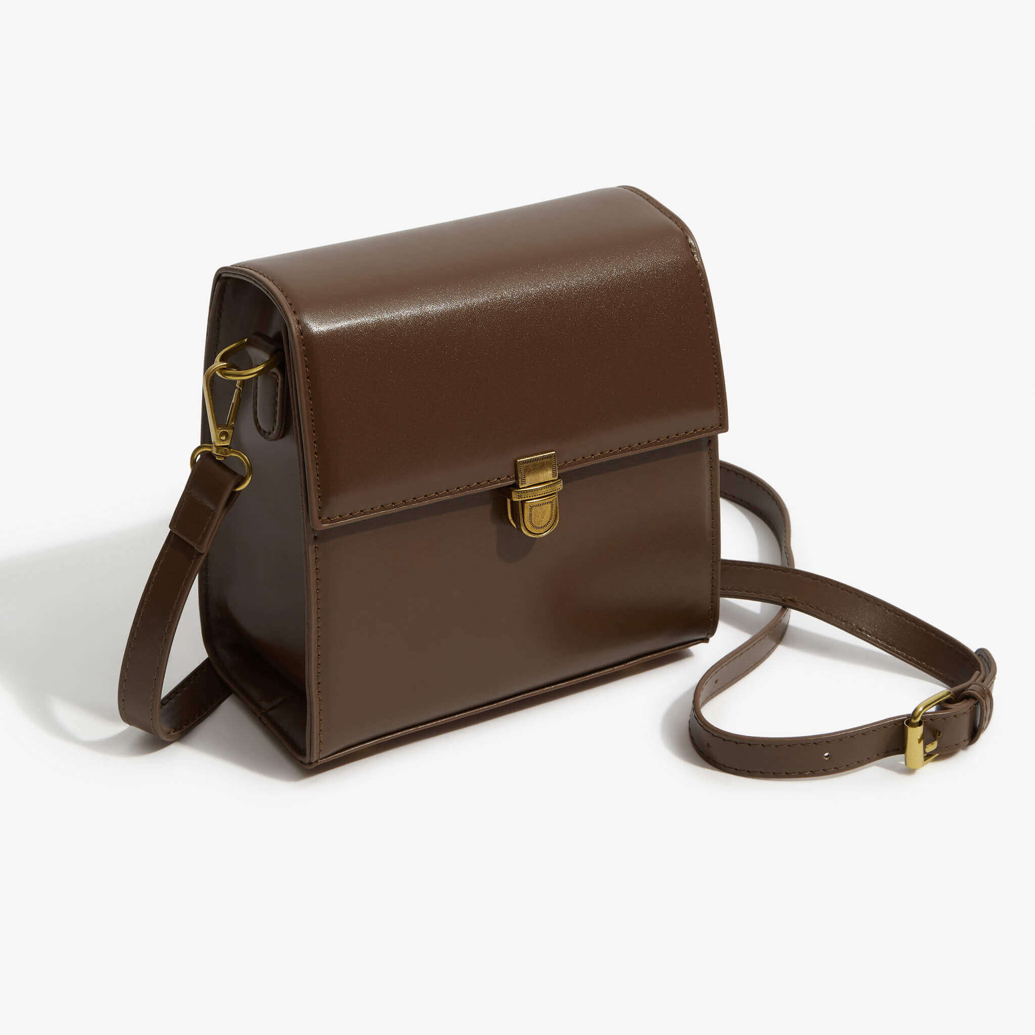 Square brown leather crossbody bag