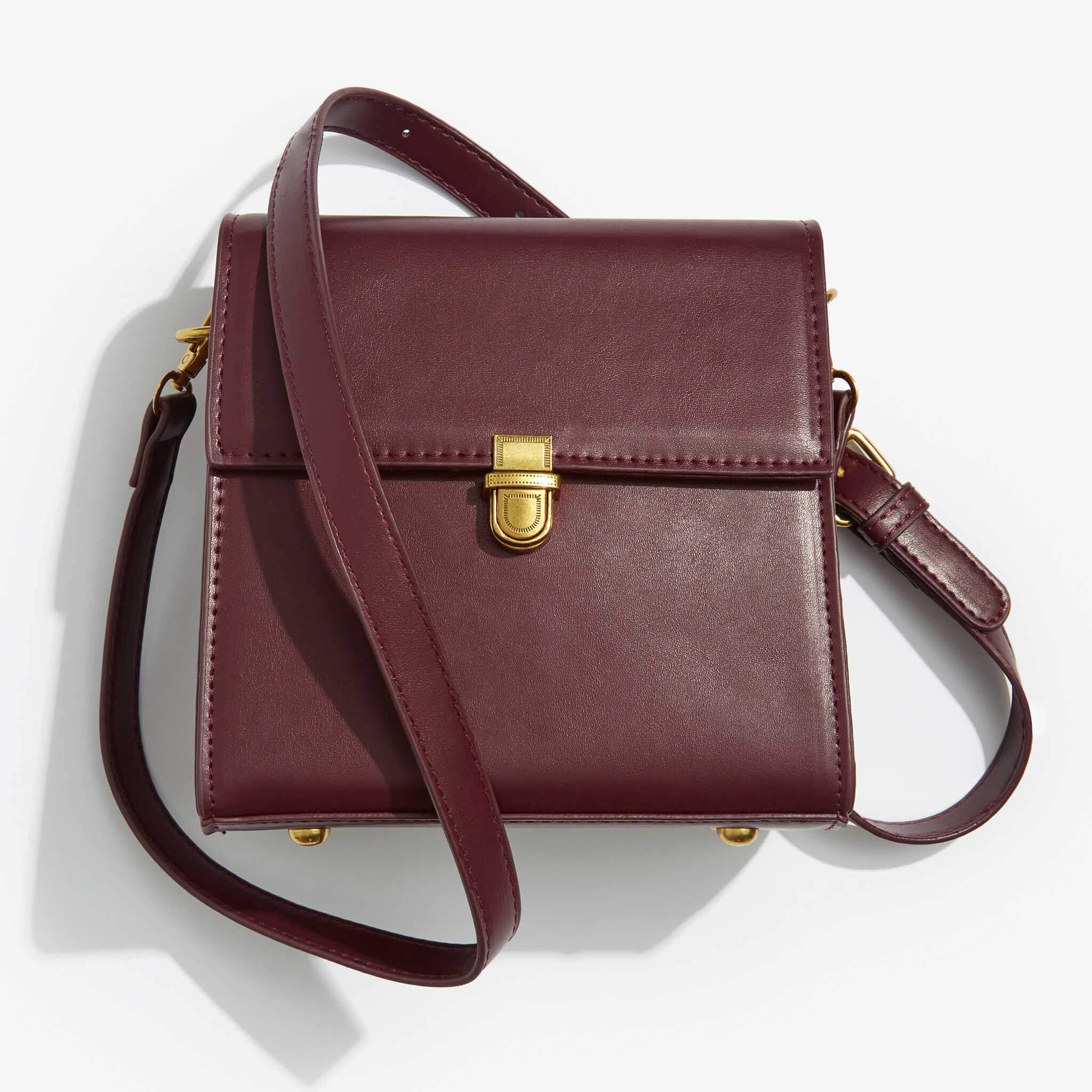 Square Red leather crossbody bag