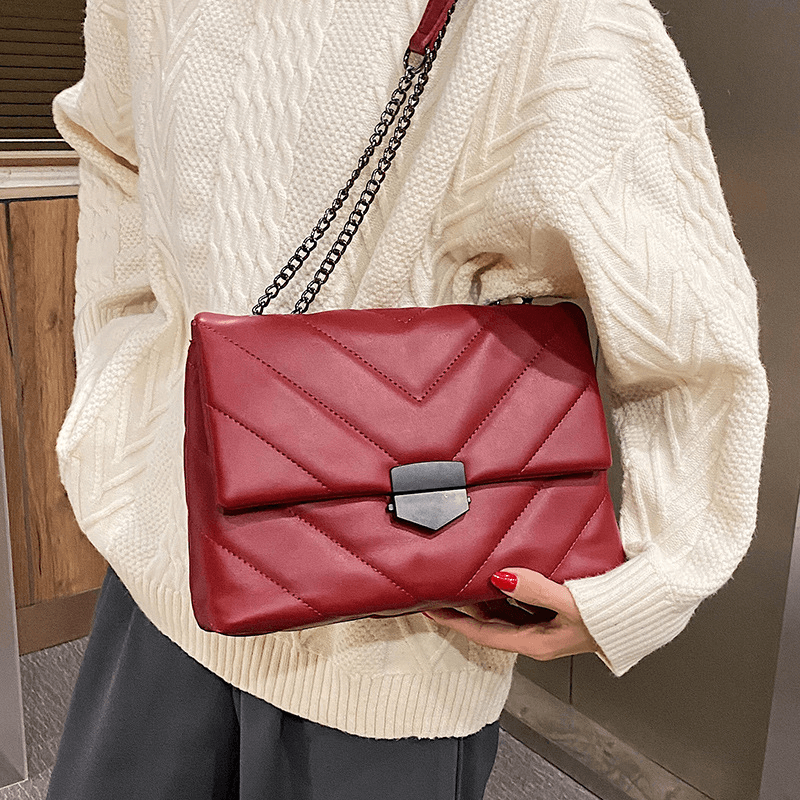 V Embossed Flip Crossbody Red