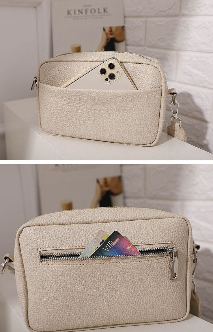 Wide Strap Crossbody Bag beige