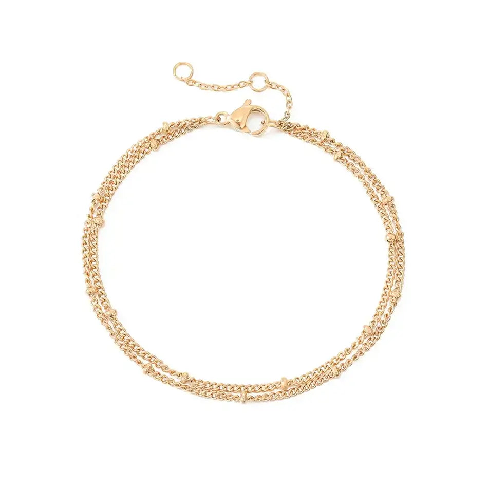 Double gold chain necklace