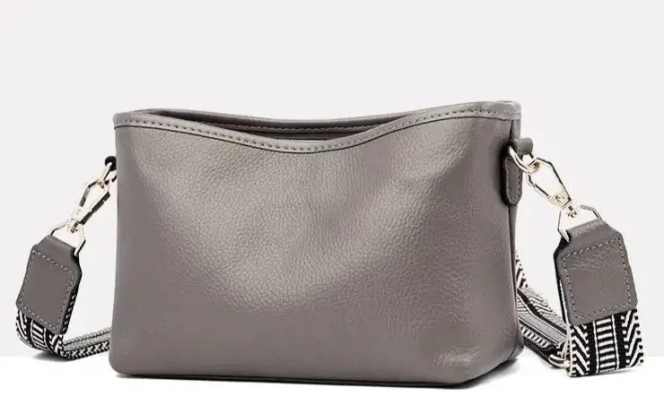 Grey leather crossbody bag