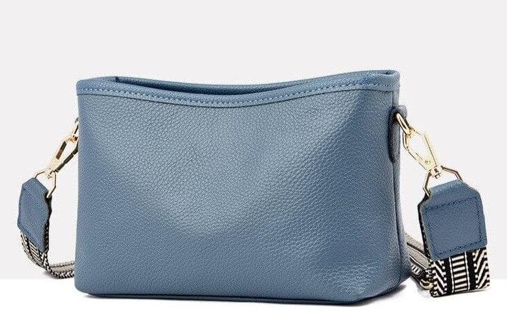 Blue leather crossbody bag