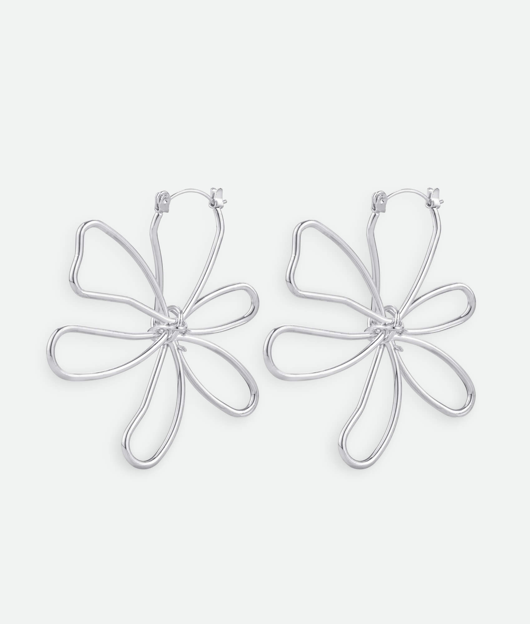 Silver Minimalist Metal Flower Earrings