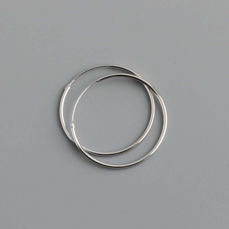 Silver Minimalist Thin Hoop Earrings