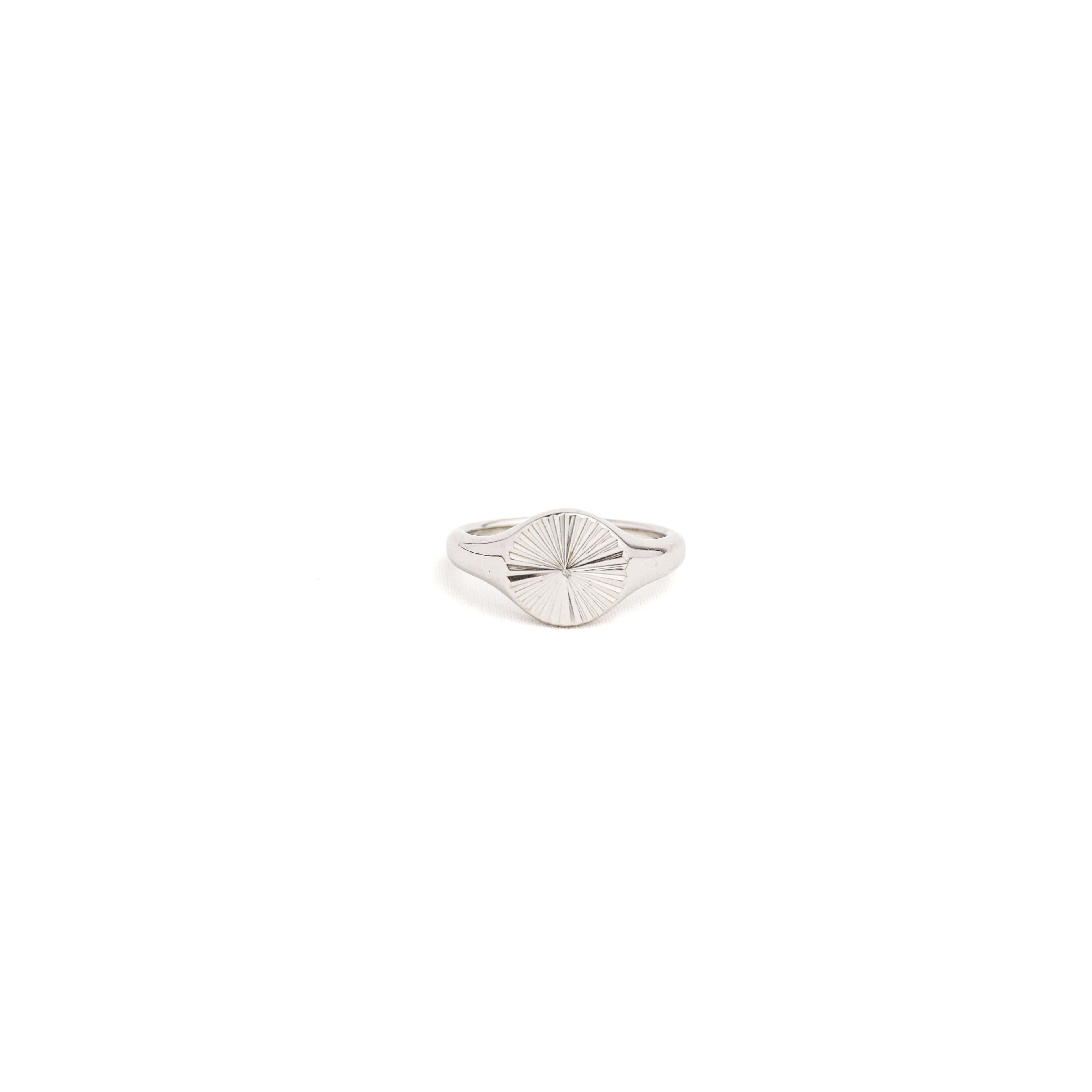 Silver sun signet ring