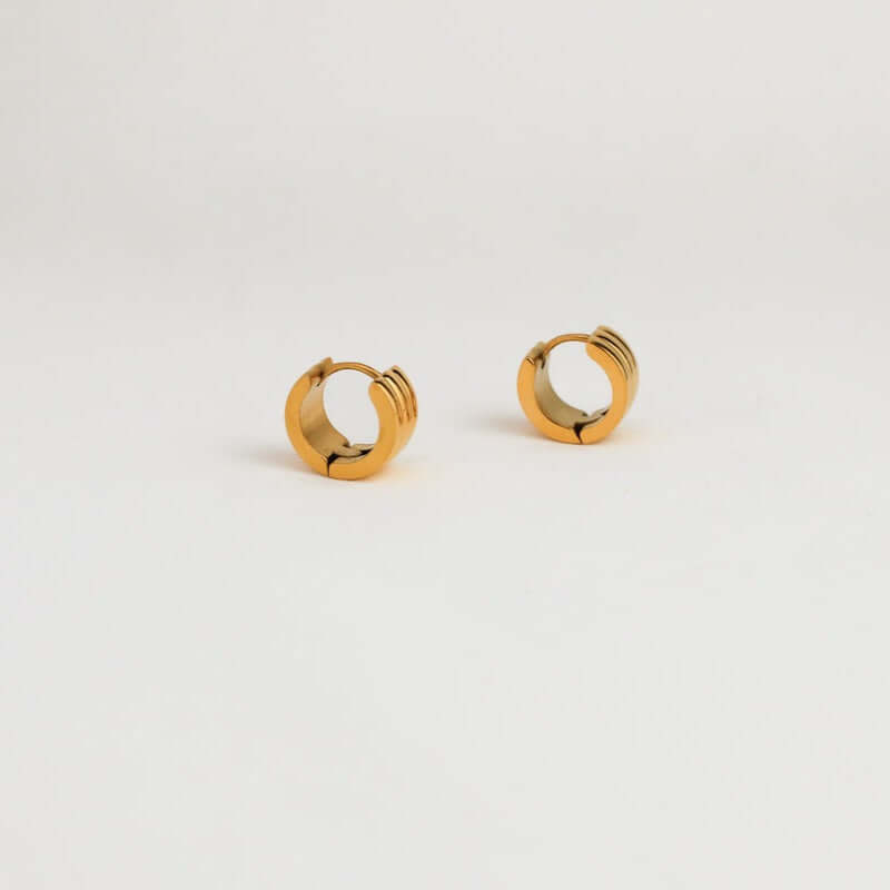 A pair of gold hoop earrings