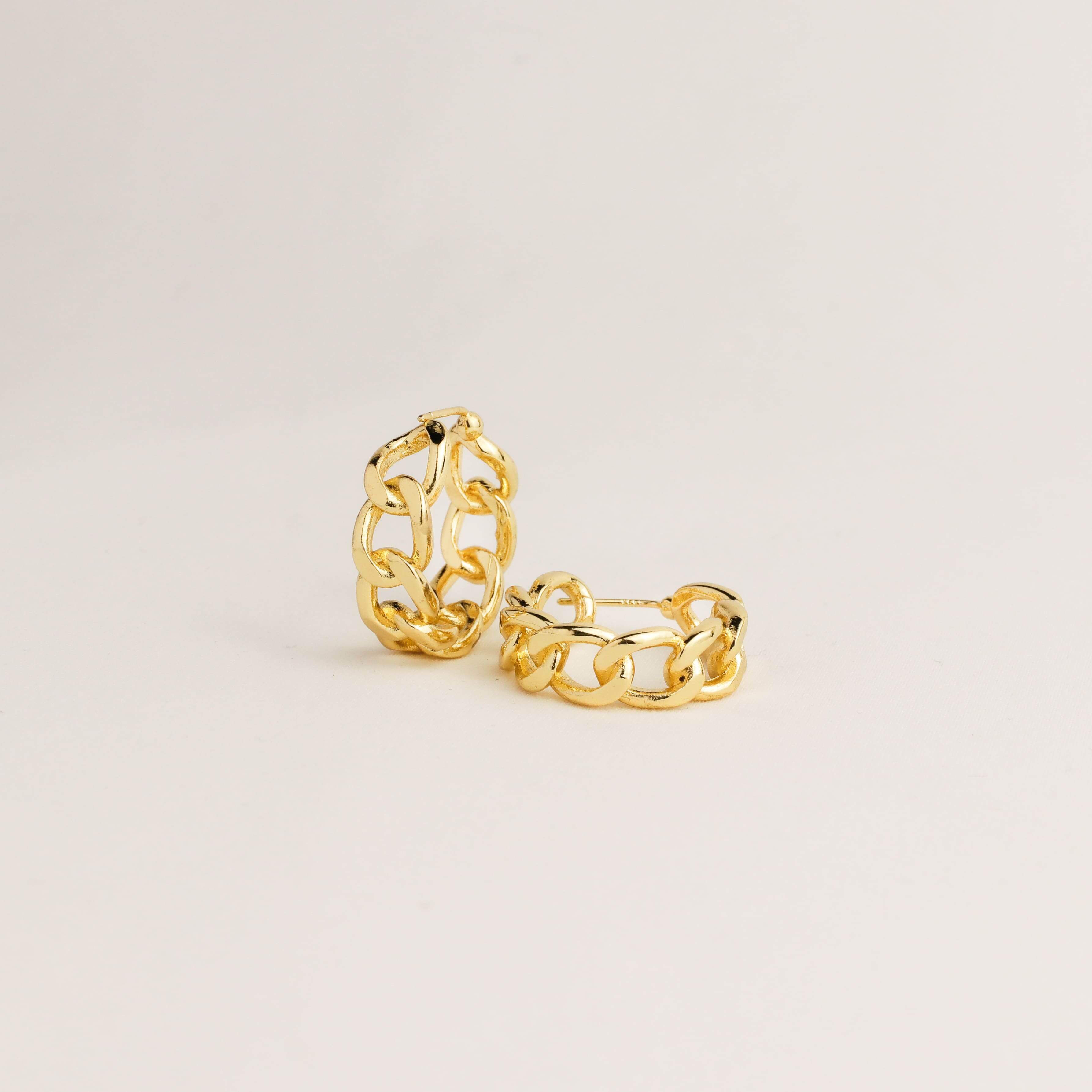 link chain hoop earrings gold