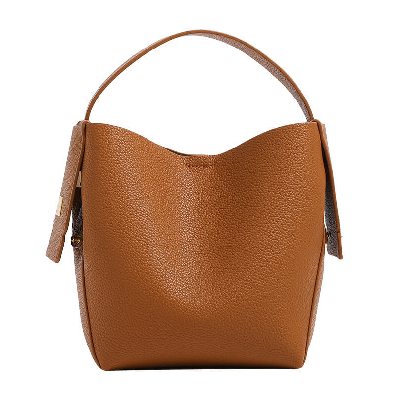 Genuine leather crossbody bag in caramel color