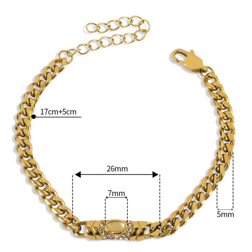 Retro Cuban Link Stone Bracelet