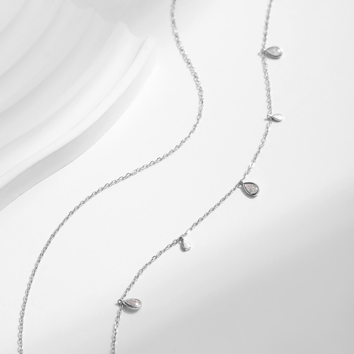 Silver Double Layered Water Droplet Necklace